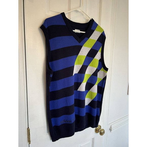 Adidas Men’s Performance Golf Graphic Sweater Vest Blue Green Size Large‎ - Picture 5 of 15